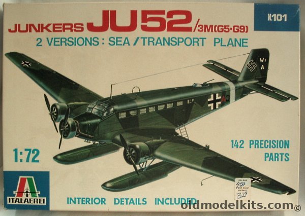 Italaerei 1/72 Junkers Ju-52/3M (G-5 or G-9) Land or Seaplane - Luftwaffe Crete 1941 or Mediterranean 1942/43, 101 plastic model kit